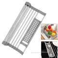 Pot Lid Holder Roll-up Over Sink Drying Rack w/Cutlery Rest Supplier